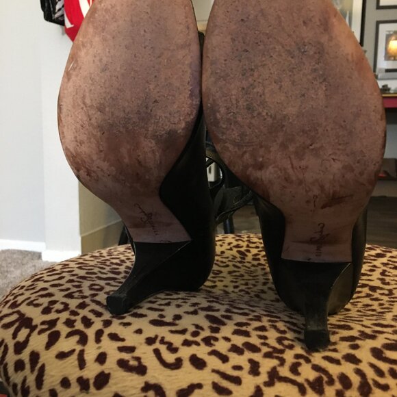 Report (Victoria Secret private label?) Sexy Buckle Up Black Leather High Heels - Picture 5 of 7